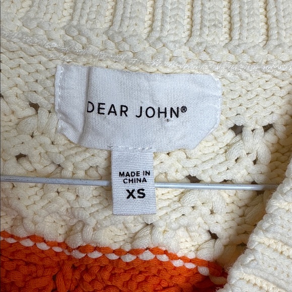 Dear John Gabra pointelle Ivory sweater Vest size XS with multi color stripes - Picture 3 of 7